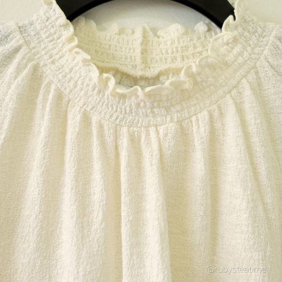 MADEWELL Texture & Thread -Mini Ruffle Mock Neck Top, Bell Sleeve, Cottagecore - Picture 4 of 11